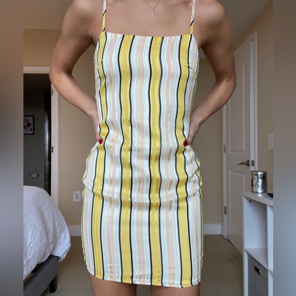 Superdown Yellow & Pink Mini Dress